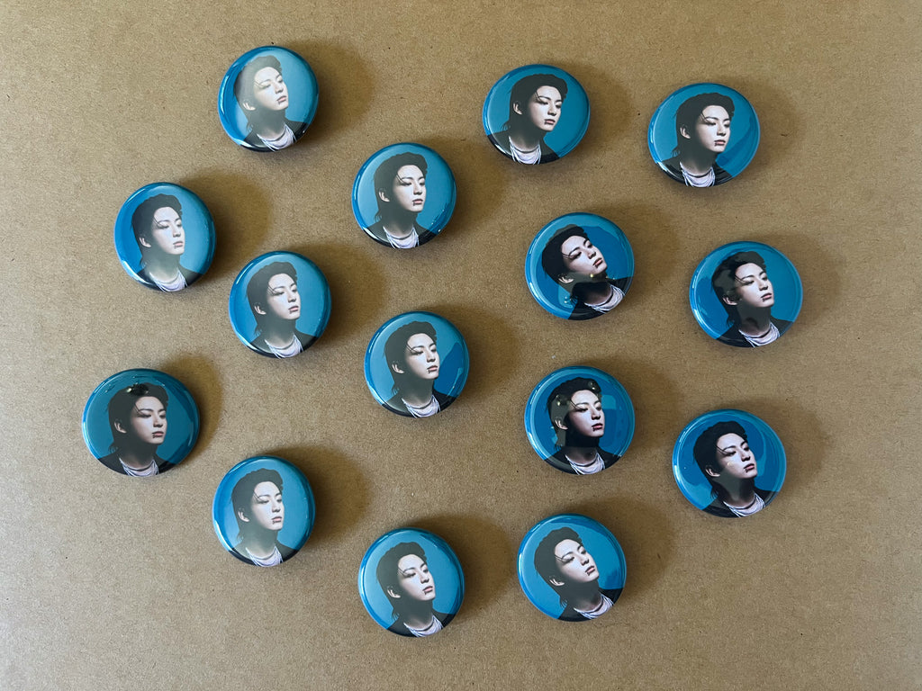 Jungkook Teal Profile 1.25" Button