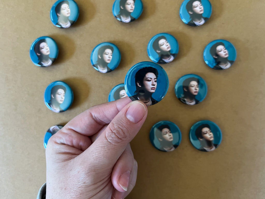 Jungkook Teal Profile 1.25" Button