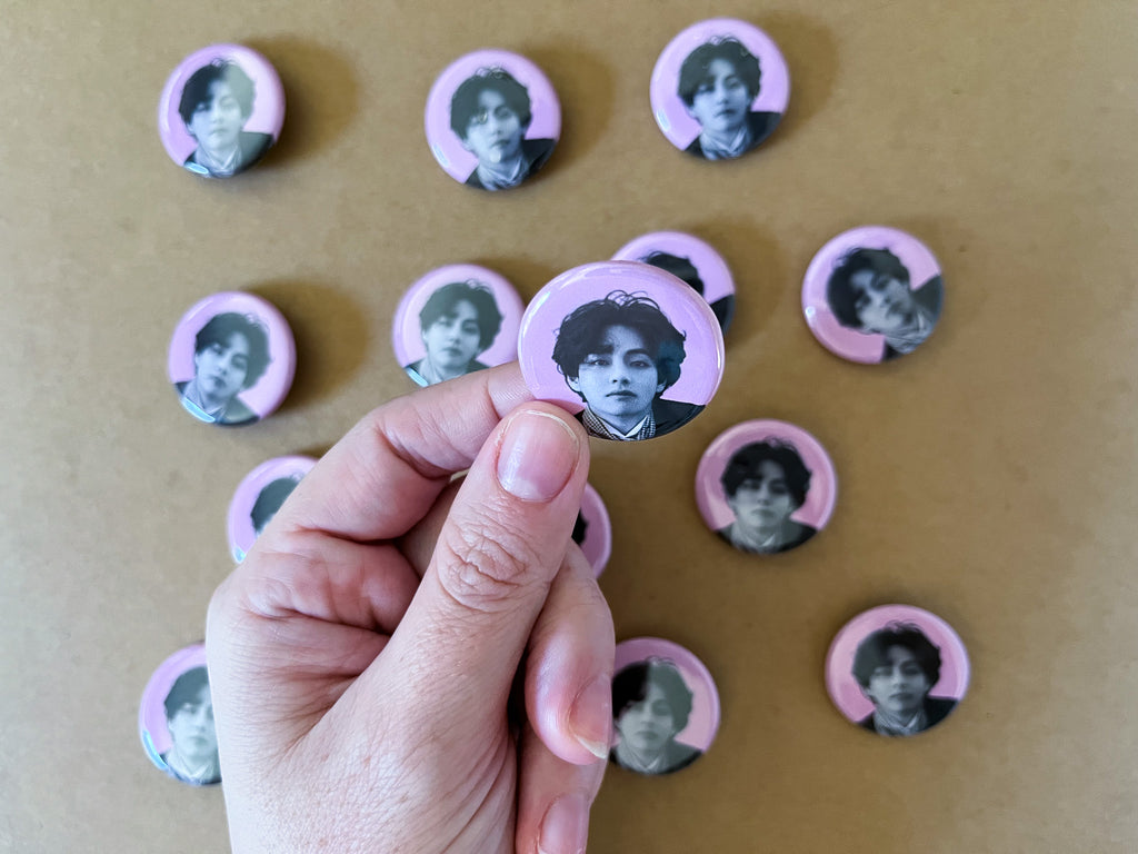 V Pink Profile 1.25" Button