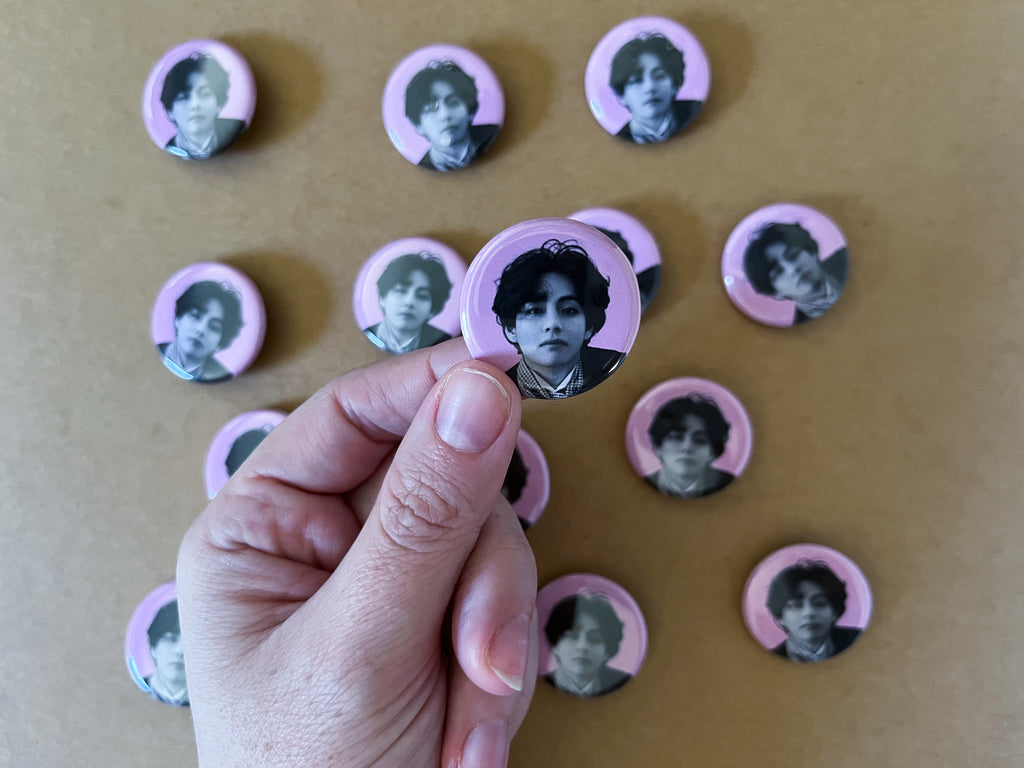 V Pink Profile 1.25" Button